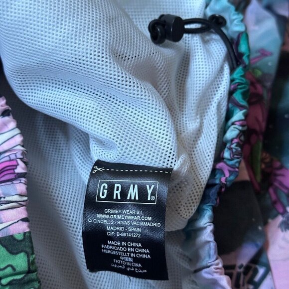 GRMY Bomber Jacket XS Green Multicolor Aztec Maya Art Tie Dye Full Zip Mesh Line - Picture 7 of 8